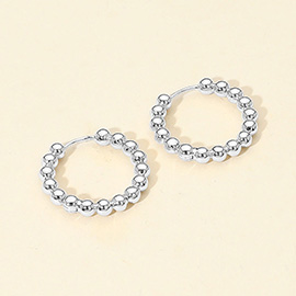 White Gold Dipped Beaded Hoop Earrings