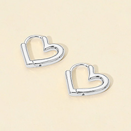 White Gold Dipped Mini Heart Huggie Hoop Earrings