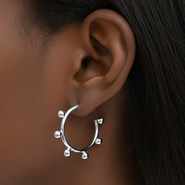 White Gold Dipped Ball Around Hoop Earrings