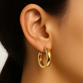 14K Gold Dipped Chunky Funny Huggie Hoop Earrings