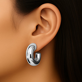 White Gold Dipped Daily Chunky Hoop Earrings