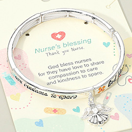 Nurses Blessing Message Charm Stretch Bracelet