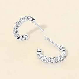 14K Gold Dipped CZ Stone Bezel Around Hoop Earrings