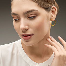 14K Gold Dipped Classic Pin Catch Hoop Earrings