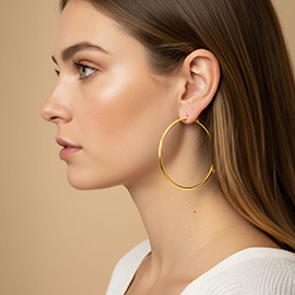 14K Gold Dipped Classic Pin Catch Hoop Earrings