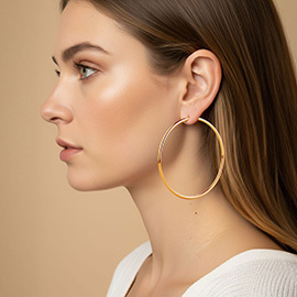 14K Gold Dipped Classic Pin Catch Hoop Earrings