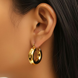 14K Gold Dipped Chunky Pin Catch Hoop Earrings