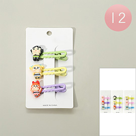 12 SET OF 3 - Cartoon Character Alligator Snap Hair Clip Set