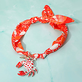 Bold Crab Pendant Fabric Scarf Necklace