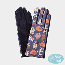 Dog Pattern Printed Smart Touch Gloves