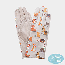 Cute Puppy Pattern Printed Smart Touch Gloves