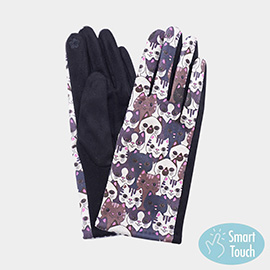 Cute Cat Face Printed Smart Touch Gloves
