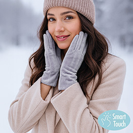 Solid Velvet Feel Smart Touch Gloves