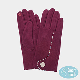 Contrast Stitch Accent Smart Touch Gloves