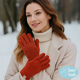 Ribbed Knit Smart Touch Gloves