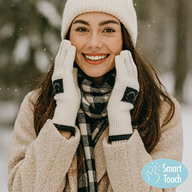 Square Smile Face Patch Contrast Trim Smart Touch Gloves