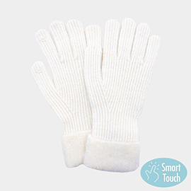 Cuffed Knit Smart Touch Gloves