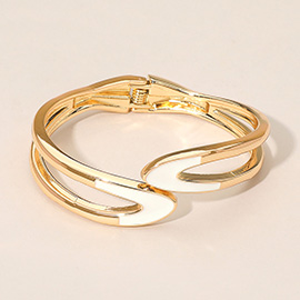 Sleek Open Design Modern Enamel Hinged Bangle Bracelet