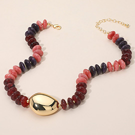 Chunky Pebble Resin Beaded Statement Necklace