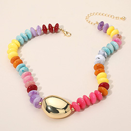 Chunky Pebble Resin Beaded Statement Necklace