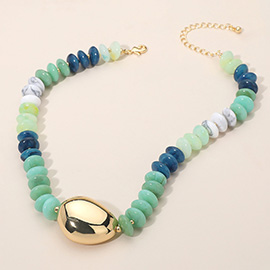 Chunky Pebble Resin Beaded Statement Necklace