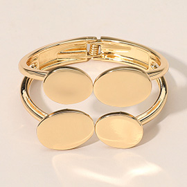 Sleek Geometric Modern Oval Metal Hinged Bangle Bracelet