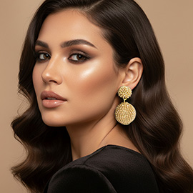 Double Rhinestone Ball Dangle Evening Earrings