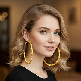 Oversized Rhinestone Embellished Hoop Earrings