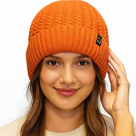 Fleece-Lined Ribbed Knit Winter Beanie Hat