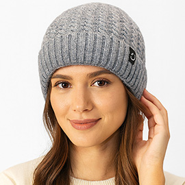 Fleece-Lined Ribbed Knit Winter Beanie Hat