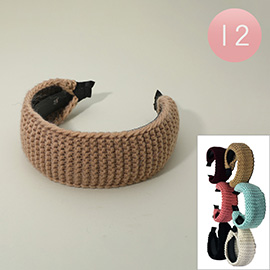 12PCS - Chunky Knit Textured Wide Headbands