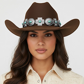Western Concho Band Cowboy Fedora Hat