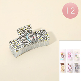 12PCS - Monster Bunny Character Printed Hair Claw Clips