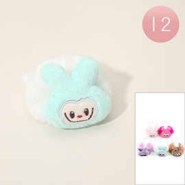 12PCS - Plush Monster Bunny Face Hair Scrunchies