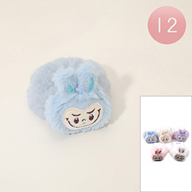 12PCS - Plush Monster Bunny Face Hair Scrunchies