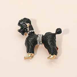 Gold Dipped Enamel Poodle Dog Pin Brooch