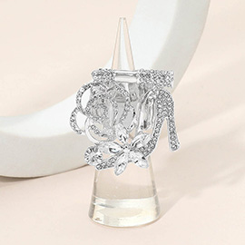 Rhinestone Pave High Heel Flower Lipstick Stretch Ring