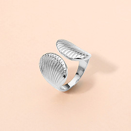 SECRET BOX_Stainless Steel Textured Shell Adjustable Ring