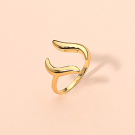 SECRET BOX_Stainless Steel Modern Wave Open Adjustable Ring