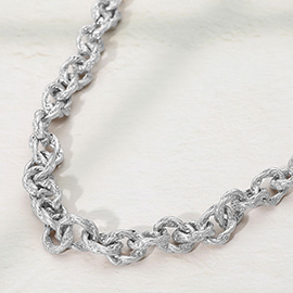Chunky Textured Metal Chain Necklace
