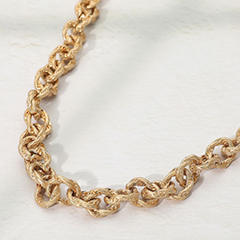 Chunky Textured Metal Chain Necklace