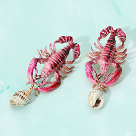 Conch Shell Dangle Lobster Statement Earrings