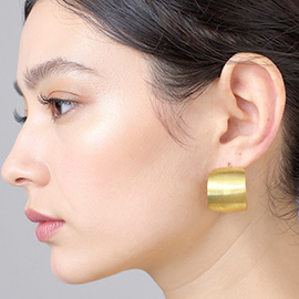 14K Gold Dipped Brushed Wide Hoop Earrings