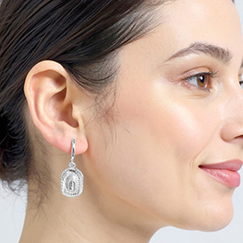 White Gold Dipped Western Cowboy Hat Dangle Huggie Hoop Earrings