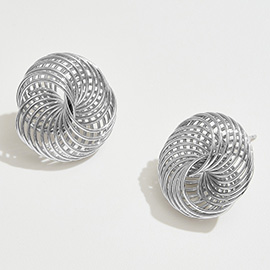 White Gold Dipped Spiral Wire Knot Earrings