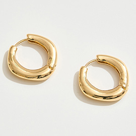 14K Gold Dipped Thick Round Huggie Hoop Earrings