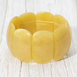 Bold Resin Wide Rectangular Panel Beaded Stretch Bracelet