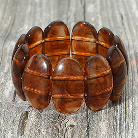 Chunky Oval Resin Panel Beaded Stretch Bracelet