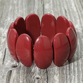 Chunky Oval Resin Panel Beaded Stretch Bracelet