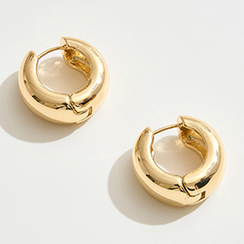 14K Gold Dipped Bold Round Huggie Hoop Earrings
